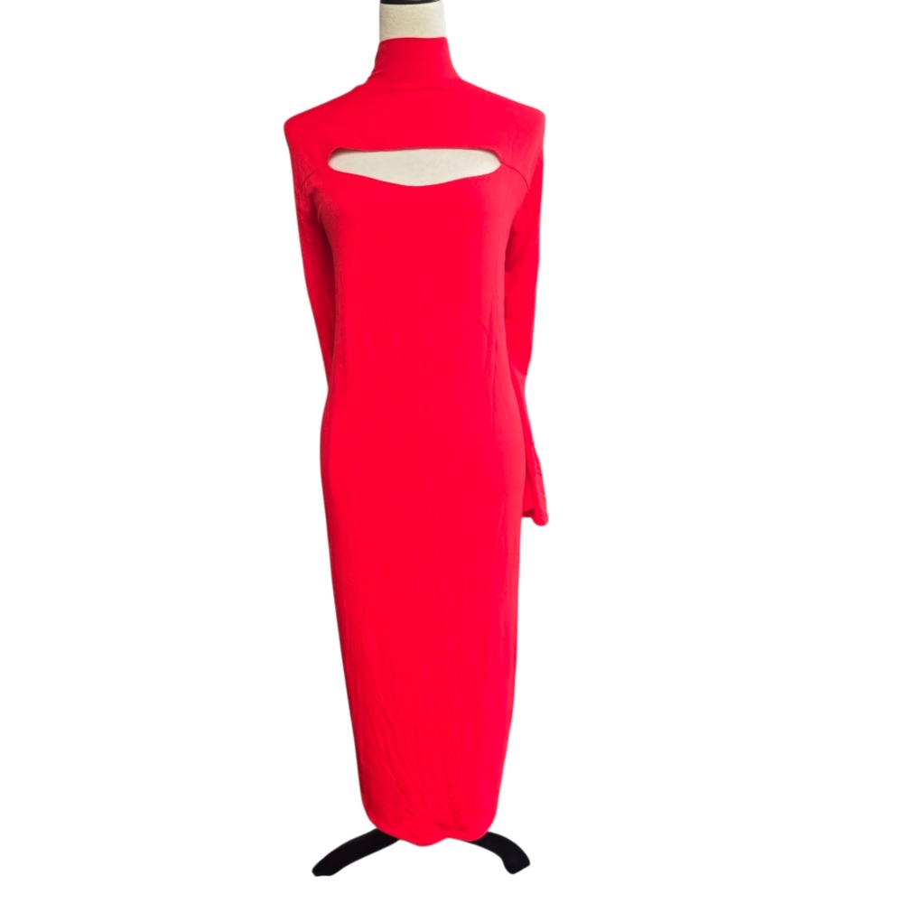 Bar III Elegant Red Women's Cut Out Maxi Long Sleeve Dress Size 3X